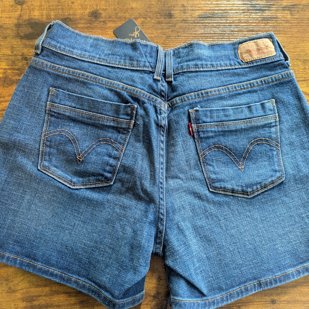 Levi's Medium-Blue Jean Shorts with Distressed Look - Picture 2 of 3